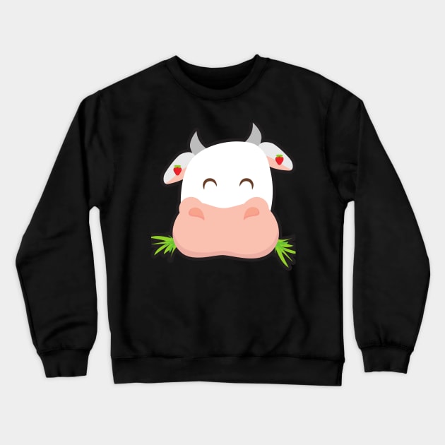 Strawberry Cow Pillow Pet Crewneck Sweatshirt by artkilita